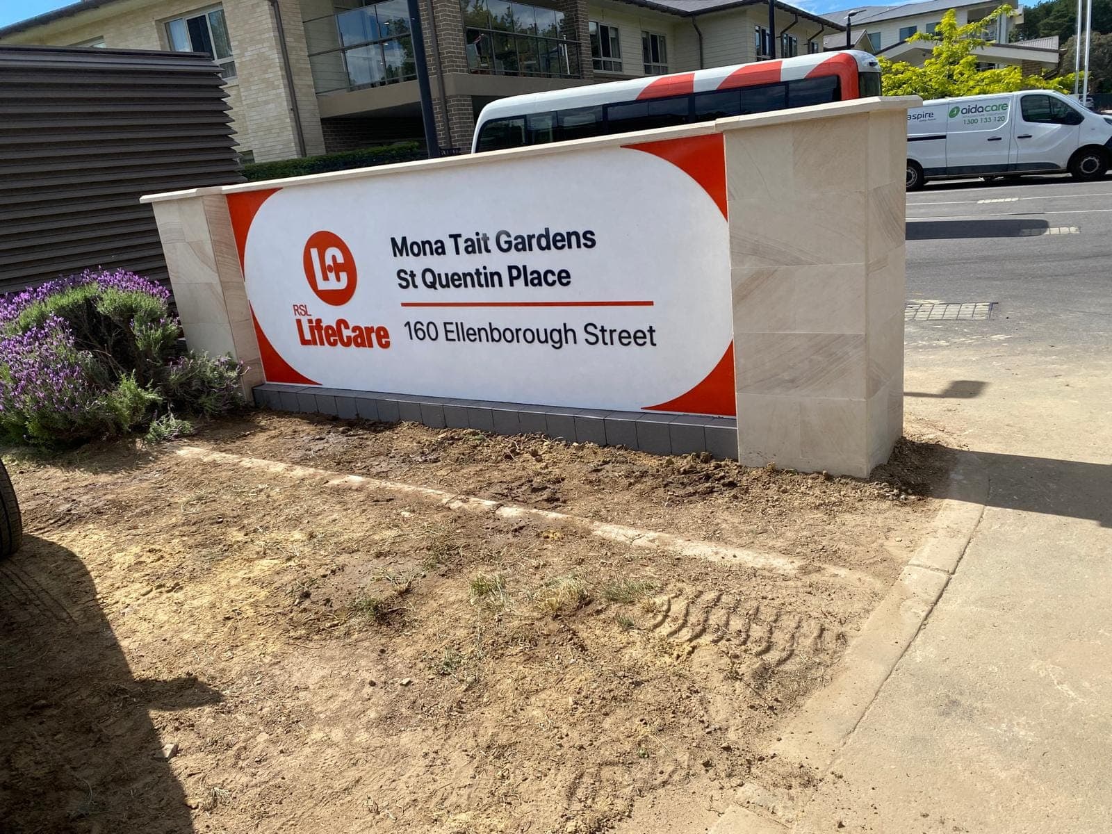 Renovation photo: facility signage at job site